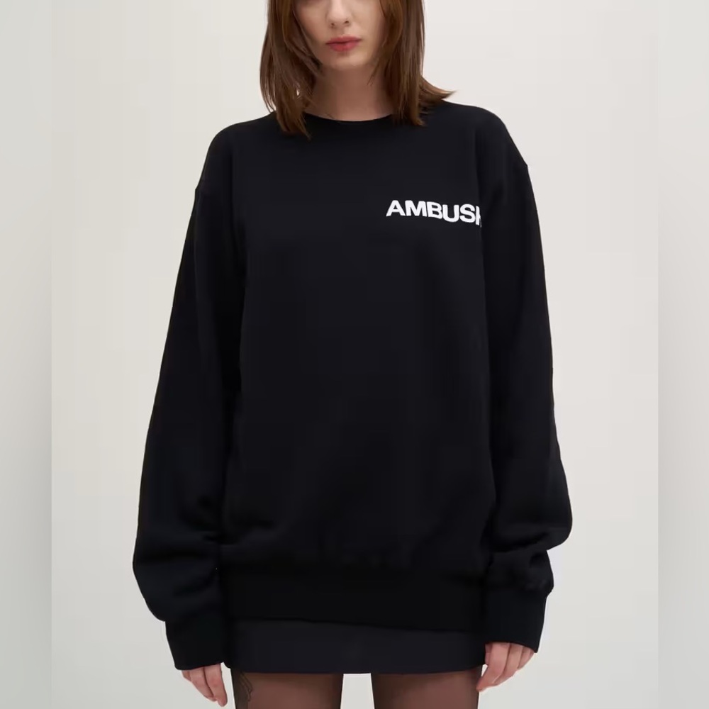 AMBUSH x SSENSE Oversized Graphic Print Crewneck Black Size Small